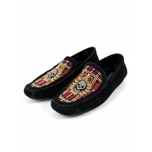 Donald J Pliner Men Size 10 Multi-Color Beaded Skull Royal Crest Leather Loafers